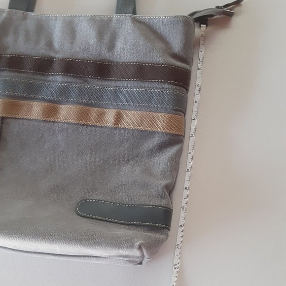 Eco-Made Vegan Canvas & Denim Zippered Medium Tote - Picture 8 of 10